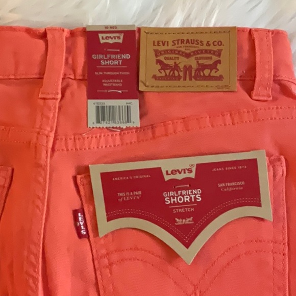 Levi's Orange Jean Shorts with Embroidered Hem - Picture 6 of 6